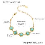 color: TXE513-Light Green Glass Stone Gold Bracelet 16.5+5cm