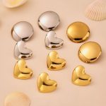 Stainless Steel round Heart Color Matching Earrings Advanced Ear Studs Earrings Earring