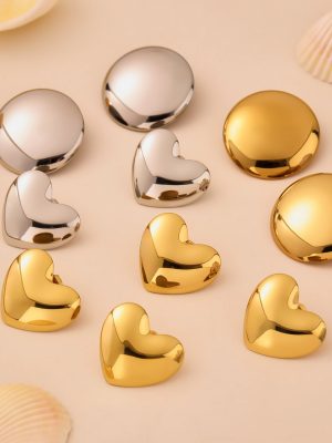 Stainless Steel round Heart Color Matching Earrings Advanced Ear Studs Earrings Earring