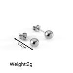 color: Steel Bead Stud Earrings Steel Color MS-113
