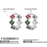 color: F342-Colorful Zircon Steel Color Earrings