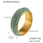color: A979-Gold Blue Turquoise Ring / size: US 6