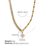 color: XL301 White Zircon Gold Necklace