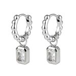color: Round Bead Ear Cuff White Zircon Steel Color