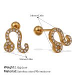 color: EH1167WEG White Rhinestone Gold Stud Earrings