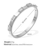 color: SZ204WES White Rhinestone Silver Bangle