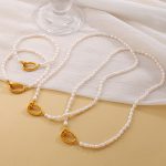 Gentle French Irregular Natural Freshwater Pearl OT Buckle Bracelet Necklace Temperament Entry Lux Jewelry Set