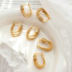 Hong Kong Personality Copper Inlaid Zircon Earrings Design Temperament Ear Clip Earrings
