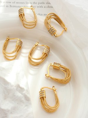 Hong Kong Personality Copper Inlaid Zircon Earrings Design Temperament Ear Clip Earrings