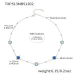 color: TXP513-Mixed Blue Glass Stone Steel Color Necklace 42+5cm