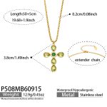 color: P508-Green Zircon Cross Gold Necklace -50+5cm