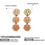 color: TXF609-Pink Zircon Gold Earrings