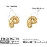 color: F260-Letter P Gold Earrings