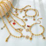 Vintage Bohemian Eight Awn Star Love Heart DIY Multi-Element Pendant round Beads Bracelet and Necklace Set