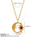 color: XL180 Red Cat's Eye Stone Gold Necklace