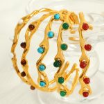 New French Retro 18K Open Non-Fading Stainless Steel C- Shaped Bracelet Exaggerated and Personalized Design