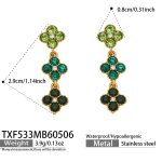 color: TXF533-Green Color Zircon Earrings