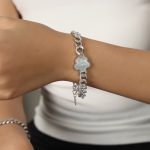 color: E328-White Shell Steel Color Bracelet -15+3cm