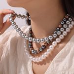 Casual Cool Elegant Shell Pearls Handmade Beaded Design Necklace Women's Simple Clavicle Chain Jewelry