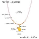 color: TXP288-1 Lemon Pearl Beaded Necklace 40+5cm