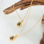 Light Luxury Cold Temperament Necklace Dark Black Zircon Pendant Geometric Clavicle Chain Electroplated 18K Gold