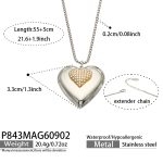 color: P843-Two-color Heart Necklace 54+5cm