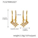 color: F1327-Gold Eight-pointed Star Earrings