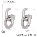 color: F243-Steel Color Hollow Double U Shape Geometric Earrings