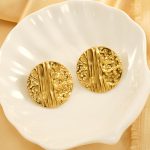 Personalized Wild Earrings 18K Gold Plating Pleated Hammered round Design Earrings for Women