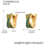 color: F1209-Green Color Zircon Earrings -Medium