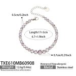 color: TXE610-Purple Zircon Steel Color Bracelet -17+5cm