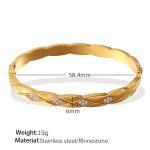 color: SZ211WEG White Rhinestone Gold Bangle