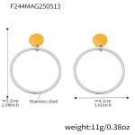 color: F244-Two-tone Steel Large Hoop Earrings