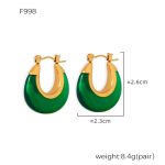 color: F998-Green Resin Gold Earrings