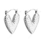 color: Hammered Heart Small Earrings Steel Color MS-302
