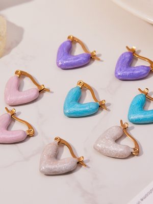 Drop Oil Love Small Earrings Women's 18K Gold Plated All-Match Stainless Steel Earrings