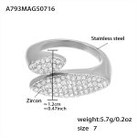 color: A793-Steel Color 5A Zircon Ring -Size 7 / size: US 7