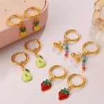 Creative Cold Strawberry Pineapple Pendant Earrings Simple and Compact Fruit Earrings