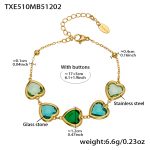 color: TXE510-Mixed Green Faceted Stone Gold Bracelet 16.5+5cm