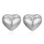color: Stamped Heart Cutout Earrings Steel Color MS-382