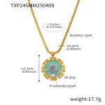 color: TXP245-Purple Rose Enamel Necklace 55+5cm