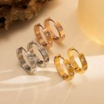 Diamond-Embedded Stainless Steel Earrings Women's 18K Plated Buckle Versatile Simple Geometric Earrings Earrings