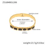 color: Z518-Gold Black Glass Stone Bangle