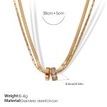 color: XL450WEG White Zircon Double Ring Necklace