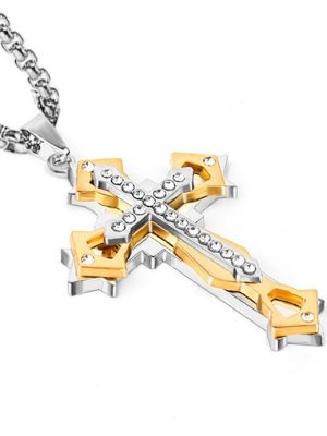 2026 Stainless Steel Diamond Cross Necklace Men and Women Accessories Casting Pendant