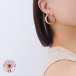 French Marka Retro Temperament Twisted C- Shaped Earrings Stainless Steel Plated 18K Real Gold Irregular Earrings F249