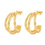 color: Three-wire Twist Earrings Gold MS-357