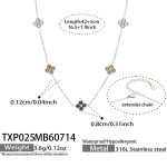 color: TXP025-Black Zircon Steel Color Necklace -42+5cm
