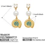 color: F057-H Style Blue Color Zircon Conch Gold Earrings