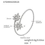 color: A764-Steel Color 5A Zircon Star Ring / size: US 7